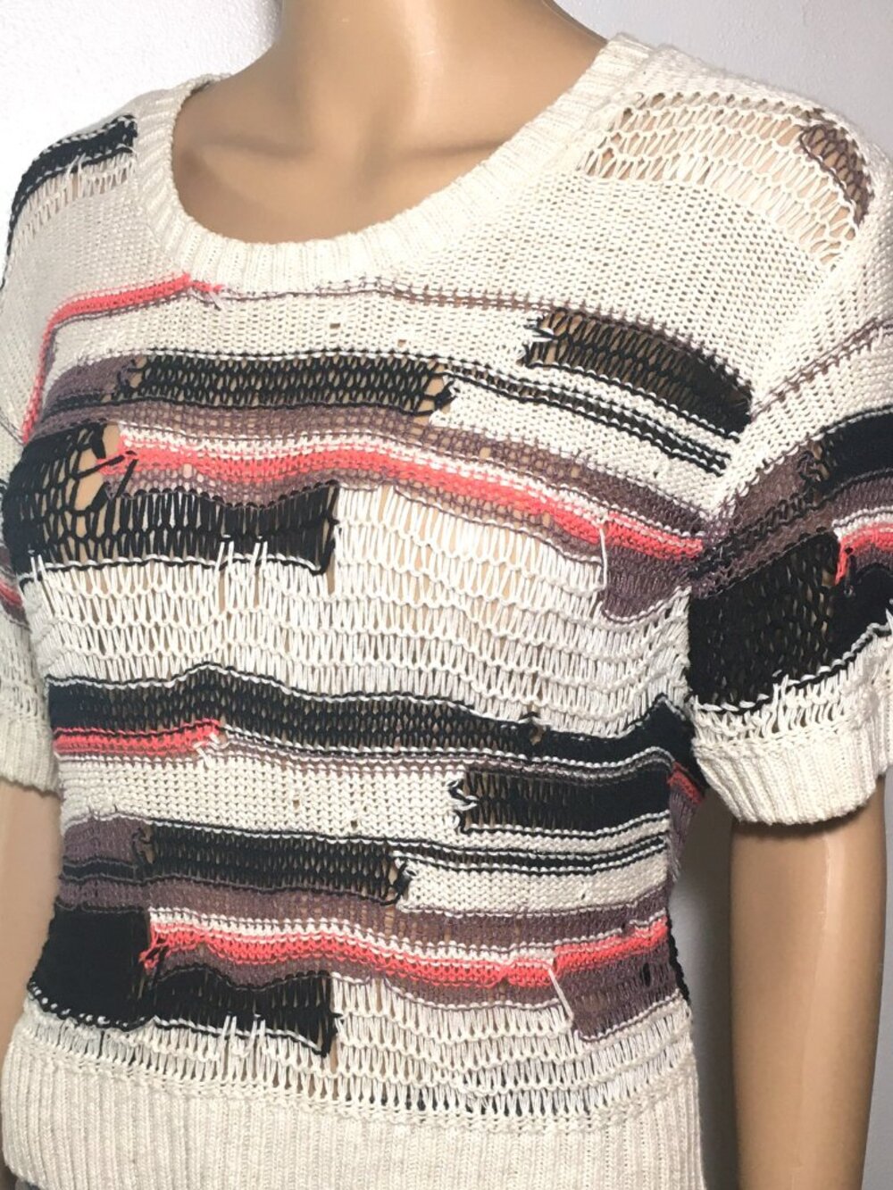 Top Shop Short Sleeve Crochet Loose Knit Top - US size 4 (small)